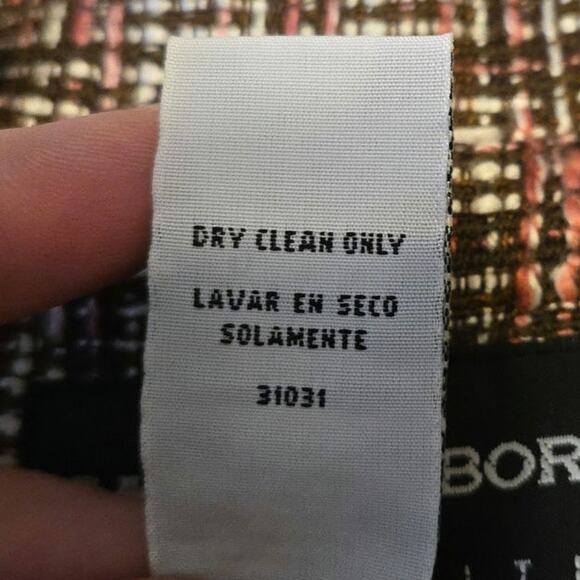 Sz 12P SAG HARBOR Petite Brown Pink Tweed Waist Accent Long Sleeve Blazer - Picture 6 of 10